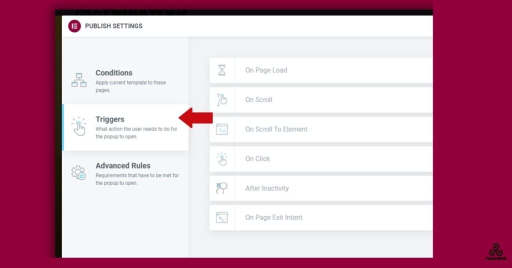 Trigger di attivazione popup Elementor