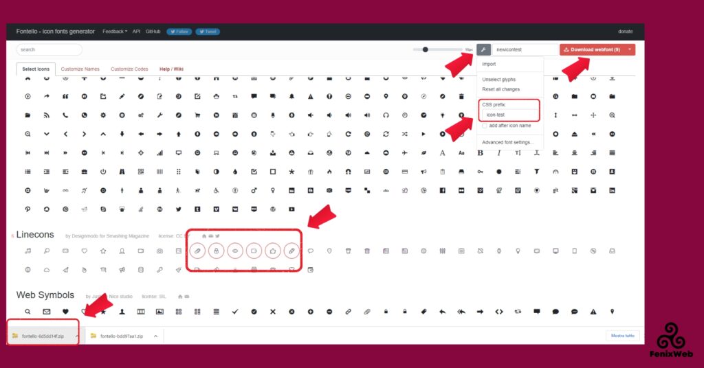 Crea icone Fontello per Elementor