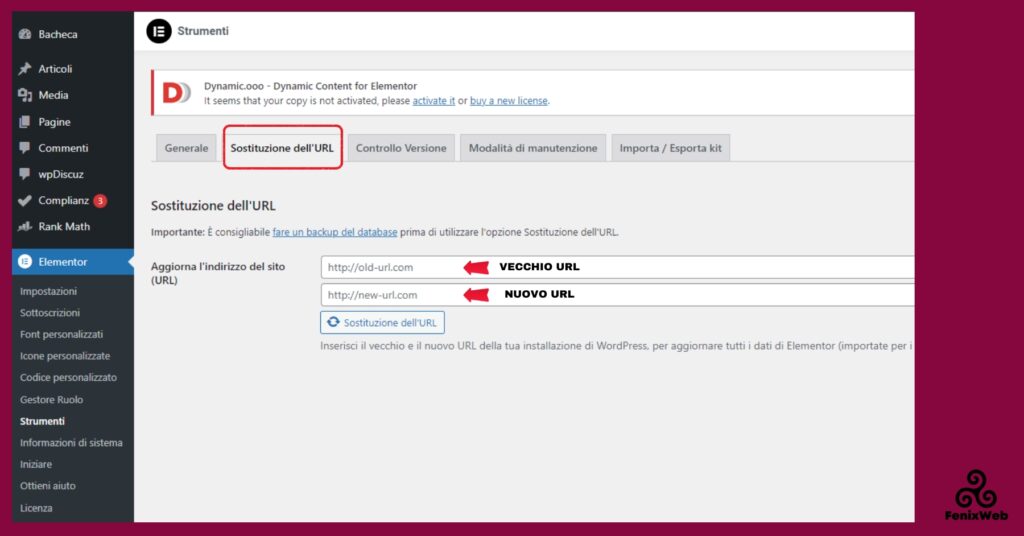 Cambia URL Sito con Elementor